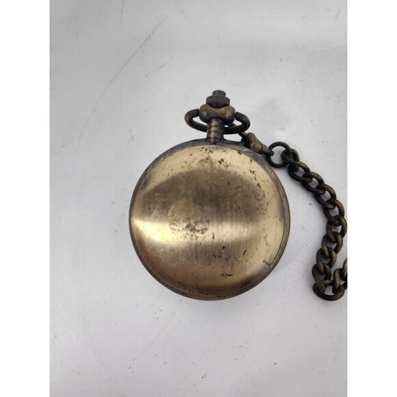 ANTIQUE Benry Eagle Pocket Watch With Watch Chain Rustic Metal Black Gold Tone - Picture 7 of 8